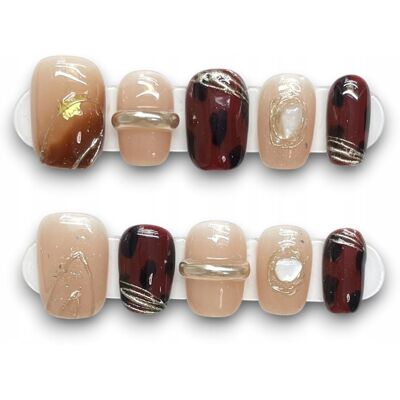 Press On Nails Sztuczne Paznokcie Koreański Manicure 3D Nude Beżowe, S Press On Nails Sztuczne Paznokcie Koreański Manicure 3D Nude Beżowe, S