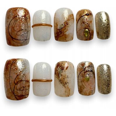 Press On Nails Sztuczne Paznokcie Koreański Styl Hand Made, M Press On Nails Sztuczne Paznokcie Koreański Styl Hand Made, M