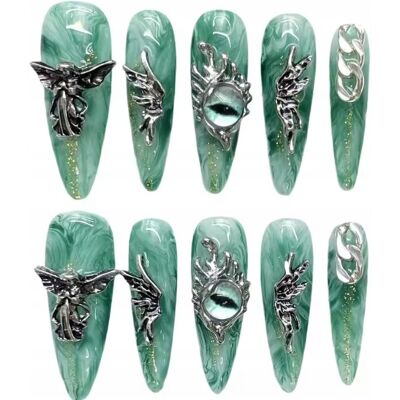 Press On Nails Sztuczne paznokcie Tipsy wielokrotnego użytku 3D, L Press On Nails Sztuczne paznokcie Tipsy wielokrotnego użytku 3D, L