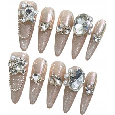 Press On Nails Sztuczne paznokcie Tipsy wielokrotnego użytku Сyrkonie, XS Press On Nails Sztuczne paznokcie Tipsy wielokrotnego użytku Сyrkonie, XS