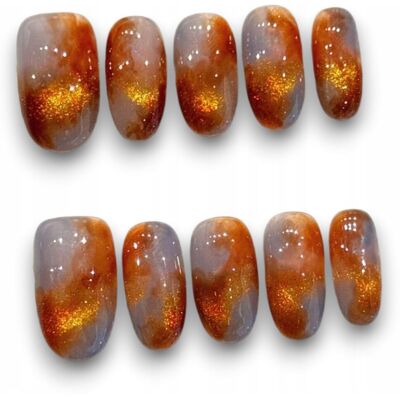 PRESS ON NAILS TIPSY SZTUCZNE PAZNOKCIE AGAT OWALNE WIELOKROTNEGO UŻYTKU, M PRESS ON NAILS TIPSY SZTUCZNE PAZNOKCIE AGAT OWALNE WIELOKROTNEGO UŻYTKU, M