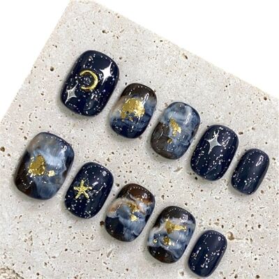 Sztuczne Paznokcie Press On Nails Wielokrotnego użytku Kosmiczne wzory, M Sztuczne Paznokcie Press On Nails Wielokrotnego użytku Kosmiczne wzory, M