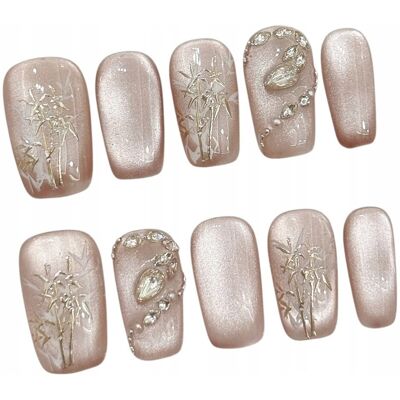 Sztuczne Paznokcie Tipsy Zelowe Press On Nails Handmade z Cyrkoniami, L Sztuczne Paznokcie Tipsy Zelowe Press On Nails Handmade z Cyrkoniami, L