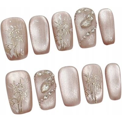 Sztuczne Paznokcie Tipsy Zelowe Press On Nails Handmade z Cyrkoniami, S Sztuczne Paznokcie Tipsy Zelowe Press On Nails Handmade z Cyrkoniami, S