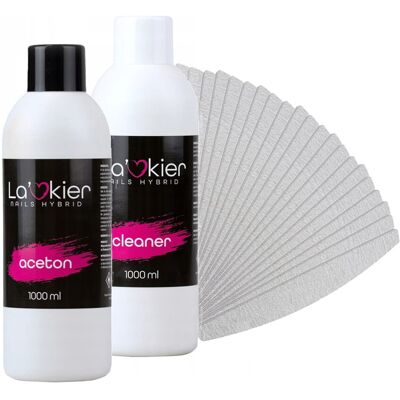 Zestaw 100 x pilnik łódka 100/180 + Cleaner + Aceton La’kier Zestaw 100 x pilnik łódka 100/180 + Cleaner + Aceton La’kier