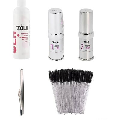 Zestaw do laminacji brwi: Krok 1 i 2, odtłuszczacz, pęseta i szczoteczki Zestaw do laminacji brwi: Krok 1 i 2, odtłuszczacz, pęseta i szczoteczki