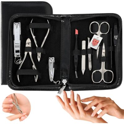 Zestaw do manicure pedicure Solingen 11 narzędzi + etui akcesoria do paznokci cążki nożyczki pęseta pilnik obcinaki dłutko Zestaw do manicure pedicure Solingen 11 narzędzi + etui akcesoria do paznokci cążki nożyczki pęseta pilnik obcinaki dłutko