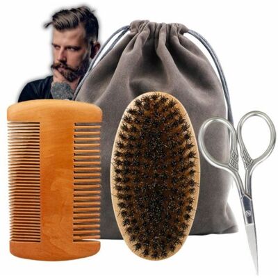 Zestaw do pielęgnacji brody Barber Kartacz grzebień nożyczki 4w1 do pielęgnacji Zestaw do pielęgnacji brody Barber Kartacz grzebień nożyczki 4w1 do pielęgnacji