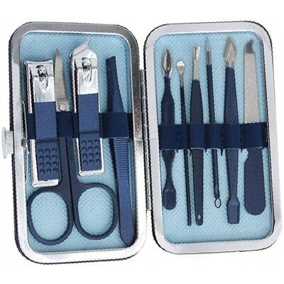 Zestaw manicure przybornik do paznokci BLUE 10 el Zestaw manicure przybornik do paznokci BLUE 10 el