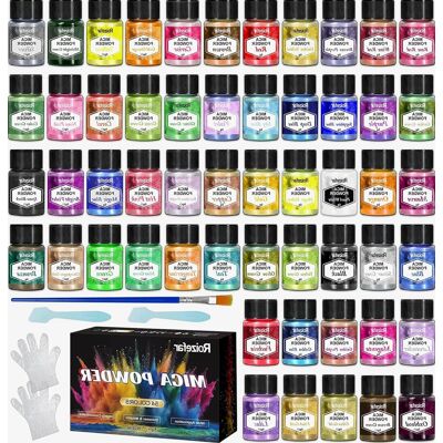Pigment 54 Kolory 270g Proszek Perłowy Metaliczny Nietoksyczny Uniwersalny Pigment 54 Kolory 270g Proszek Perłowy Metaliczny Nietoksyczny Uniwersalny