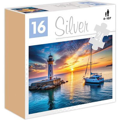 ALEXANDER GRY, silver puzzle 24 el. latarnia morska ALEXANDER GRY, silver puzzle 24 el. latarnia morska