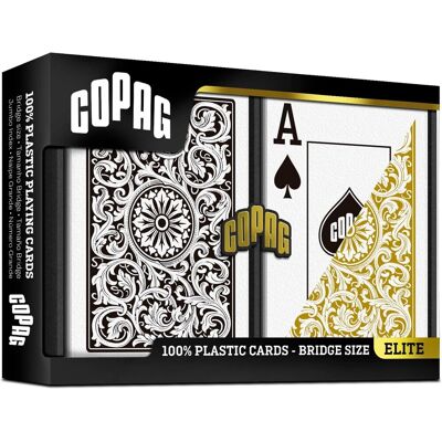 Cartamundi Karty Copag 1546 Jumbo In. Bridge Size 100% Plastic Black & Gold Cartamundi Karty Copag 1546 Jumbo In. Bridge Size 100% Plastic Black & Gold