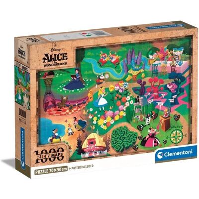 Clementoni, Puzzle, Compact Disney Maps Alice, 1000 El. Clementoni, Puzzle, Compact Disney Maps Alice, 1000 El.
