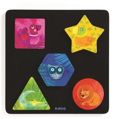 Puzzle z drewna Geochic Djeco 5 elementów - Puzzle Puzzle z drewna Geochic Djeco 5 elementów - Puzzle