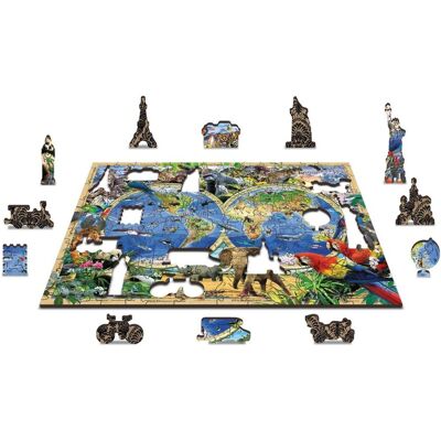 Wooden.City Drewniane Puzzle Z Figurkami – Zwierzęta Świata Mapa Rozm. Xl, 1010 Elementów Wooden.City Drewniane Puzzle Z Figurkami – Zwierzęta Świata Mapa Rozm. Xl, 1010 Elementów