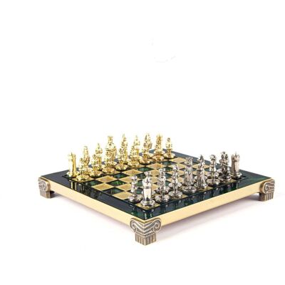 Klasyczne Szachy Królewskie, Figury Metalowe, Zielona Plansza Pudełko 26x26, Gra Planszowa, Manopoulos Klasyczne Szachy Królewskie, Figury Metalowe, Zielona Plansza Pudełko 26x26, Gra Planszowa, Manopoulos