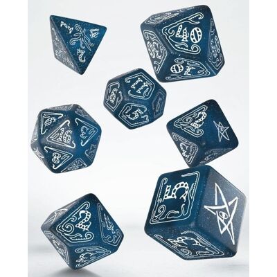 Komplet Kości, 'Zew Cthulhu', głębinowo-biały, Q-Workshop, kości RPG Komplet Kości, 'Zew Cthulhu', głębinowo-biały, Q-Workshop, kości RPG