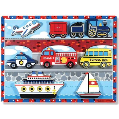 Melissa & Doug Drewniana układanka pojazdy - 9 elementów - Zabawka edukacyjna Melissa & Doug Drewniana układanka pojazdy - 9 elementów - Zabawka edukacyjna