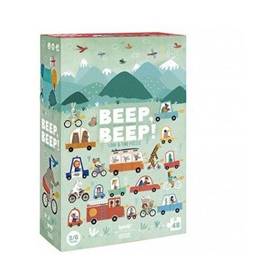 Puzzle Londji Beep! Beep! - 48 elementów, Gra obserwacyjna, Materiał z recyklingu Puzzle Londji Beep! Beep! - 48 elementów, Gra obserwacyjna, Materiał z recyklingu