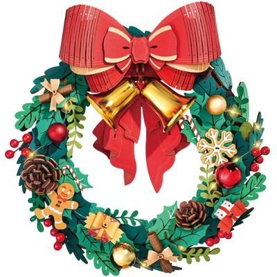 Robotime Rolife Puzzle 3d Drewniane Świąteczny Wieniec 'Christmas Wreath' 252 El. Diy Robotime Rolife Puzzle 3d Drewniane Świąteczny Wieniec 'Christmas Wreath' 252 El. Diy
