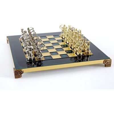 Szachy Metalowe Archers Złoto/srebro + Zielona Plansza Pudełko 33x33, Gra Planszowa, Manopoulos Szachy Metalowe Archers Złoto/srebro + Zielona Plansza Pudełko 33x33, Gra Planszowa, Manopoulos