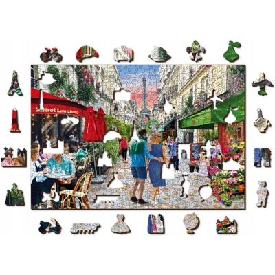 Wooden.City Puzzle Z Figurkami Paryskie Bistro Paris Bistro 505 El. L Wooden.City Puzzle Z Figurkami Paryskie Bistro Paris Bistro 505 El. L
