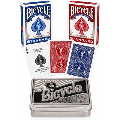 Karty Bicycle Standard 2 Talie W Metalowej Ozdobnej Puszce Karty Bicycle Standard 2 Talie W Metalowej Ozdobnej Puszce