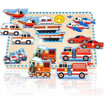 Melissa & Doug Układanka Montessori Dźwiękowa Puzzle Z Uchwytami Drewniane Grające Pojazdy Melissa & Doug Układanka Montessori Dźwiękowa Puzzle Z Uchwytami Drewniane Grające Pojazdy