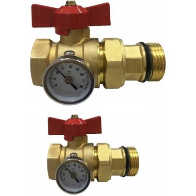 Hydroland Zawór 1' Do Rozdzielacza Z Termometrem Czerwony Kulowy Odcinający Motylek Hydroland Zawór 1' Do Rozdzielacza Z Termometrem Czerwony Kulowy Odcinający Motylek