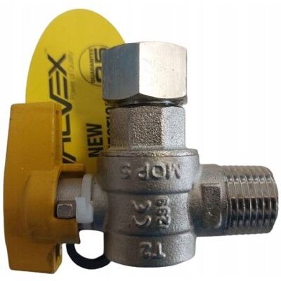 Valvex Zawór kulowy kątowy do gazu 1/2' ORION DN15 z obrotową nakrętką 3402080 630 Valvex Zawór kulowy kątowy do gazu 1/2' ORION DN15 z obrotową nakrętką 3402080 630