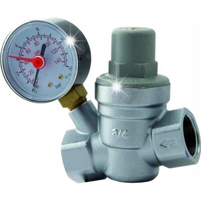 Goshe Reduktor Regulator Ciśnienia Wody Z Manometrem Fi 1/2'' Dn15 Mosiężny Filtr Goshe Reduktor Regulator Ciśnienia Wody Z Manometrem Fi 1/2'' Dn15 Mosiężny Filtr