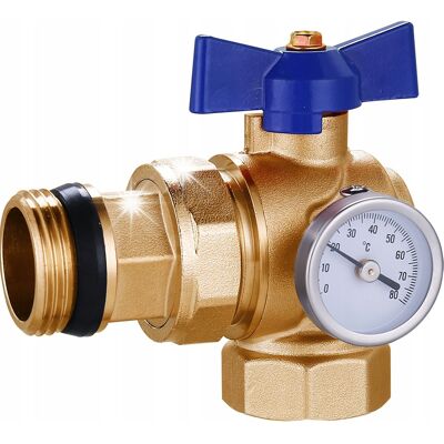 Hydroland Zawór 1'' Rozdzielacza Termometr Kątowy Niebieski Hydroland Zawór 1'' Rozdzielacza Termometr Kątowy Niebieski