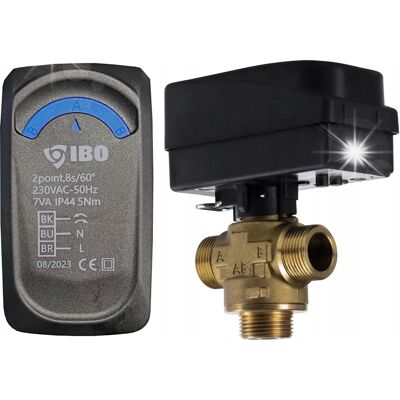 IBO Zawór Strefowy 3-Drogowy Dn32 G1 1/4' Z Siłownikiem 1mpa Anti-Block Mix2 IBO Zawór Strefowy 3-Drogowy Dn32 G1 1/4' Z Siłownikiem 1mpa Anti-Block Mix2