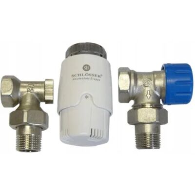 Schlosser Zestaw Termostatyczny Standard Kątowy 1/2 Gz X 1/2 Gw Z Głowicą 602200009 / Schlosser Zestaw Termostatyczny Standard Kątowy 1/2 Gz X 1/2 Gw Z Głowicą 602200009 /