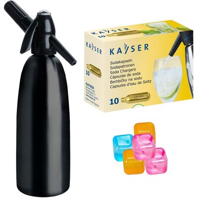 Saturator syfon do wody ART Quick Soda 1 l czarny + 10 naboi + 5 kostek lodu Saturator syfon do wody ART Quick Soda 1 l czarny + 10 naboi + 5 kostek lodu
