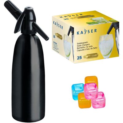 Saturator syfon do wody ART Quick Soda 1 l czarny + 25 naboi + 5 kostek lodu Saturator syfon do wody ART Quick Soda 1 l czarny + 25 naboi + 5 kostek lodu