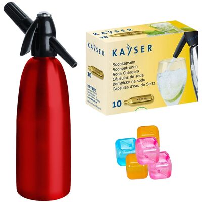 Saturator syfon do wody ART Quick Soda 1 l czerwony + 10 naboi + 5 kostek lodu Saturator syfon do wody ART Quick Soda 1 l czerwony + 10 naboi + 5 kostek lodu