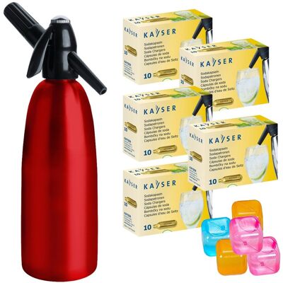 Saturator syfon do wody ART Quick Soda 1 l czerwony + 50 naboi + 5 kostek lodu Saturator syfon do wody ART Quick Soda 1 l czerwony + 50 naboi + 5 kostek lodu