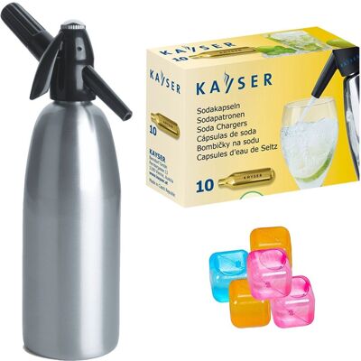Saturator syfon do wody ART Quick Soda 1 l srebrny + 10 naboi + 5 kostek lodu Saturator syfon do wody ART Quick Soda 1 l srebrny + 10 naboi + 5 kostek lodu