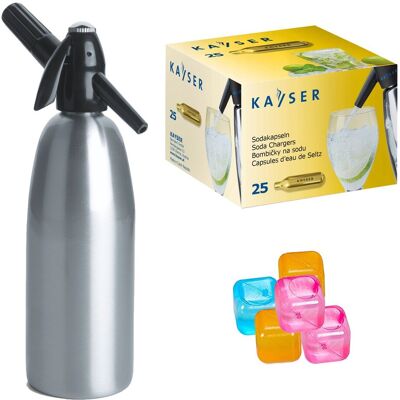 Saturator syfon do wody ART Quick Soda 1 l srebrny + 25 naboi + 5 kostek lodu Saturator syfon do wody ART Quick Soda 1 l srebrny + 25 naboi + 5 kostek lodu
