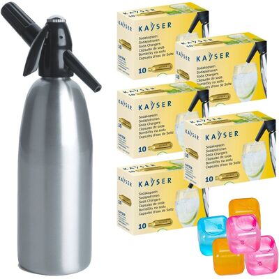 Saturator syfon do wody ART Quick Soda 1 l srebrny + 50 naboi + 5 kostek lodu Saturator syfon do wody ART Quick Soda 1 l srebrny + 50 naboi + 5 kostek lodu