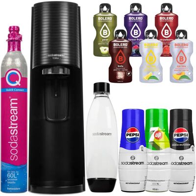 Saturator Do Wody Sodastream Terra - Czarny Gazowanie Napojów Zestaw Z Syropami I Saszetkami Saturator Do Wody Sodastream Terra - Czarny Gazowanie Napojów Zestaw Z Syropami I Saszetkami