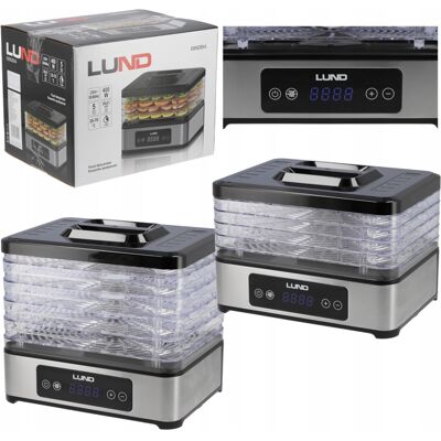 Inny producent Suszarka Spożywcza Lund 400 W 5 Tac Do Grzybów Owoców Warzyw 68284 Dehydrator Żywności, Regulacja Temperatury I Wysokości Sit, Srebrny Inny producent Suszarka Spożywcza Lund 400 W 5 Tac Do Grzybów Owoców Warzyw 68284 Dehydrator Żywności, Regulacja Temperatury I Wysokości Sit, Srebrny