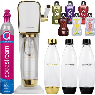 Inny producent Zestaw Saturator Sodastream Art Biało-Złoty Trzy Butelki + Nabój + Dodatki Urządzenie Do Gazowania Wody, Do Przygotowania Wody Gazowanej W Domu Inny producent Zestaw Saturator Sodastream Art Biało-Złoty Trzy Butelki + Nabój + Dodatki Urządzenie Do Gazowania Wody, Do Przygotowania Wody Gazowanej W Domu