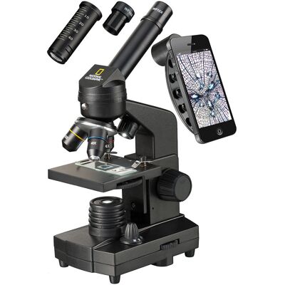 Mikroskop Bresser National Geographic o powiększeniu 40-1280 razy z uchwytem do smartfonu Mikroskop Bresser National Geographic o powiększeniu 40-1280 razy z uchwytem do smartfonu