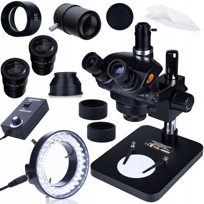 Inny producent Rosfix Mikroskop Trinokularowy 7-45x z Barlow 0,5x i LED 56 – Zoom Optyczny Głowica C-Mount Regulowane Światło Inny producent Rosfix Mikroskop Trinokularowy 7-45x z Barlow 0,5x i LED 56 – Zoom Optyczny Głowica C-Mount Regulowane Światło