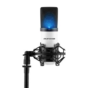 Auna Pro MIC-900WH-LED, mikrofon pojemnościowy, studyjny, kardioidalny, USB, LED, kolor biały