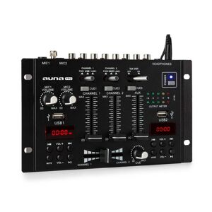 Auna Pro DJ-22BT MKII, mikser DJ, 3/2-kanałowy, Bluetooth, 2 x USB, montaż w racku, czarny