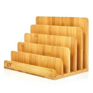 Blumfeldt Organizer na dokumenty, 5 przegródek, DIN A4, 25 x 17,5 x 16 cm, stojący lub leżący, bambus