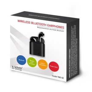 Elmak Słuchawki bezprzewodowe z mikrofonem Savio TWS-02 Bluetooth czarne